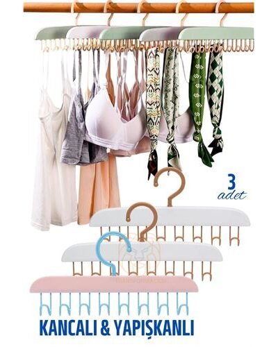 3 Lü Sütyen Askısı Dolap İçi Şal Kravat Kemer Çanta Askısı