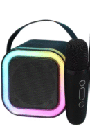 Karaoke Kablosuz Hoparlör Mikrofonlu Rgb Işıklı Bluetooth Speaker Tf Kartusb Siyah