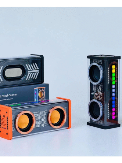 Şeffaf Mecha Müzik Tws Stereo Rgb İşıklı Hoparlör Kablosuz Bluetooth 5.0 Taşınabilir Hoparlör V9